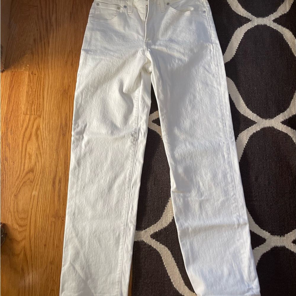 Madewell White Mid Rise Perfect Vintage Straight Leg Jeans